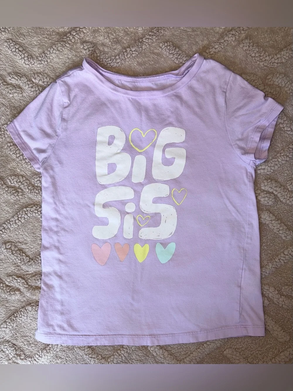 Girls “Big Sis” T-Shirt Short Sleeve Lilac Sister Top - Carter’s Size Small